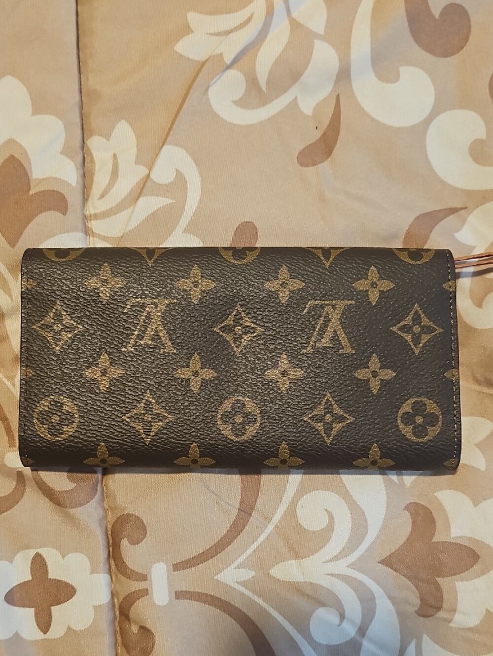 Inspired Monogram Snap Wallet in Brown with Pink Button - Picture 10 of 10